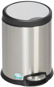 Proregal Robuster Tretabfallsammler mit Fußpedal | Gedämpftes Schließen | 5 Liter, HxBxT 23x21,5x26cm | Edelstahl | Silber | Abfalleimer - RVA81-02
