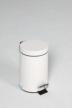 Proregal Robuster Tretabfallsammler mit Fußpedal & Inneneimer mit Griff | 3 Liter, HxBxT 27x17x17cm | Verzinkter Stahl | Weiß (RVA82-01)