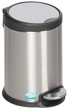 Proregal Robuster Tretabfallsammler mit Fußpedal | Gedämpftes Schließen | 3 Liter, HxBxT 26,5x18,5x24cm | Edelstahl | Silber (RVA81-01)