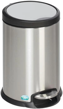 Proregal Robuster Tretabfallsammler mit Fußpedal | Gedämpftes Schließen | 12 Liter, HxBxT 40x27x33cm | Edelstahl | Silber | Abfalleimer - RVA81-03