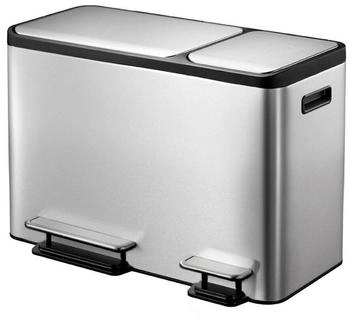 Proregal Rechteckiger Treteimer Aus Gebürstetem Edelstahl Mit Soft Close Deckel & Handlichen HxBxT 39,2 x 60,5 x 32,1 cm 24 & 12 Liter (RVB207-01)