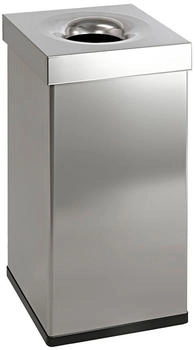 Proregal Selbstlöschender eckiger Abfallsammler aus Edelstahl | 55 Liter, HxBxT 60x30x30cm | Silber (RVB5-03)