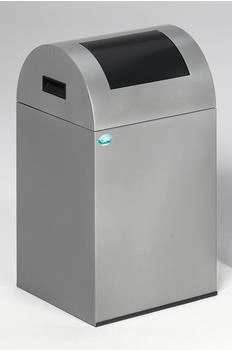 Proregal Selbstlöschender Wertstoffsammler rund | 43 Liter, HxBxT 60x32x32cm | Verzinkter Stahl | Silber-Anthrazit | Abfalleimer - silber RVA23-06