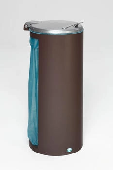 Proregal Kompakter Abfallsammler junior mit Deckel | 35cm Einfüllöffnung | HxBxT 90x45x45cm | Stahl | Braun (RVA58-04)