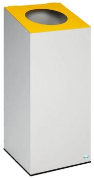 Proregal Robuster & modularer Wertstoffsammler mit runder Einwurföffnung | 100 Liter, HxBxT 89x38x38cm | Verzinkter Stahl | Lichtgrau/Gelb (RVA1-02)