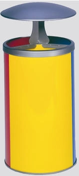 Proregal Robuste Wertstoffsammelstation mit Dach | 30 Liter Behälter 89x42x42cm Blau, Rot, Gelb gelb RVA40-02