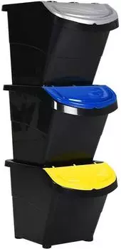 vidaXL Abfüllbehälter mit Deckeln 3 Stk Stapelbar Schwarz PP 78l 2216762 (364069)