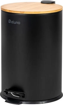 eluno Abfalleimer 20l aus Bambus und schwarzem Metall Schwarz (90113)