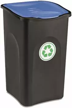Monzana Ecogreen Mülleimer Schwarz/Blau Kunststoff 50L mit Deckel (192938)