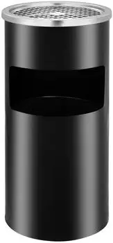 vidaXL Wandaschenbecher mit Papierkorb aus Stahl 26 L Schwarz (51096)