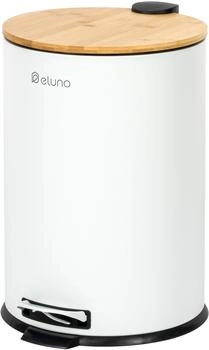 eluno Abfalleimer 20l aus Bambus und weißem Metall (90114)
