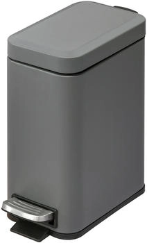 HomCom M&uuml;lleimer 5L Treteimer Abfalleimer mit Deckel und Fu&szlig;pedal, M&uuml;llbeh&auml;lter mit Inneneimer, f&uuml;r Wohnzimmer, B&uuml;ro, Metall, Grau, 29,2 x 14 x 32 cm
