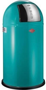 Wesco Abfallsammler 175831-54 PUSHBOY in T&Uuml;RKIS mit 50 Liter Volumen und Klappdeckel / Abfalleimer / M&uuml;lleimer