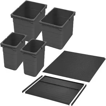 Ninka Abfalltrennsystem eins2vier Korpusbreite 600 mm dunkelgrau für Seitenstärke 16 mm (2x7 L & 2x15 L)
