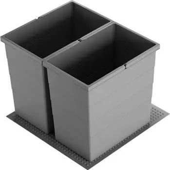Hailo Einbaum&uuml;lleimer Abfallsammler 3301772 Allegro 380 Einsatz 2x 28 Liter Dunkelgrau