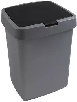 SunWare Delta M&uuml;lleimer mit Klappdeckel 10L Kunststoff metallic/schwarz (13002028)