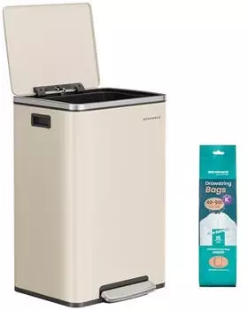 Songmics M&uuml;lleimer 50L Stahl Softclose cremefarben (LTB595A02)