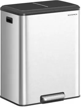 Songmics M&uuml;lltrennsystem K&uuml;che 2x30L Edelstahl Softclose-Deckel Pedal (LTB556E01)