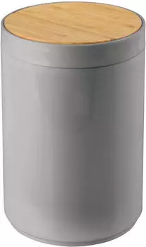 mDesign Papierkorb 5L Schwingdeckel Bambus/Kunststoff Grau (06133MDBAEU)