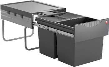 Hailo Einbaum&uuml;lleimer Abfallsammler 3641522 Raumspar-Tandem 2x 18 Liter dunkelgrau (3641521 | 1204849)