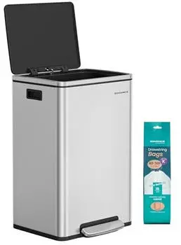 Songmics M&uuml;lleimer 50L Edelstahl Softclose, herausnehmbarer Inneneimer, silbern (LTB595E01)