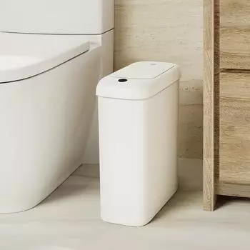 Eko Automatischer Badezimmer-M&uuml;lleimer mit Deckel 10L Wei&szlig;
