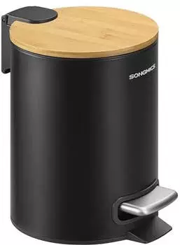 Songmics Tretm&uuml;lleimer mit Bambusdeckel, Softclose, 3L, tintenschwarz (LTB113BZ01)