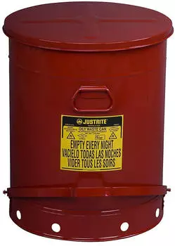 Justrite Sicherheitssammelbeh&auml;lter Stahlblech 80L mit Fu&szlig;pedal, rot (JCN09700RD)