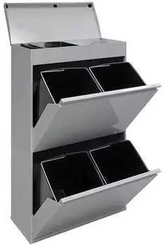 Arregui Top Recycling-M&uuml;lleimer Stahl 4 F&auml;cher 68L grau (CR622-B)