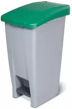BRB Tretabfalleimer mit Rollen 60L, grau/gr&uuml;n, HACCP (69642)