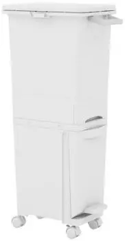 Costway 3-in-1 Multifunktionaler M&uuml;lleimer 32L, 2 Obere F&auml;cher, Schublade, Kippbeh&auml;lter (VH33102)