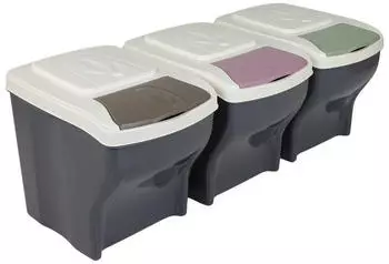 Garpet M&uuml;lltrennsystem K&uuml;che 3 Fach Freistehend Stapelbar 3 x 20 L