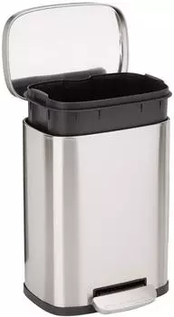 AmazonBasics Mini-Abfalleimer rechteckig gebürsteter Edelstahl Soft-Close-Fußpedal 5L (GF43005L)