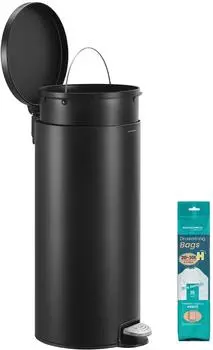 Songmics Tretm&uuml;lleimer rund 30L Softclose-Deckel, Stahl, tintenschwarz (LTB031BZ02)