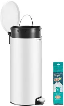 Songmics Tretm&uuml;lleimer rund 30L Softclose-Deckel, wolkenwei&szlig; (LTB031WZ02)