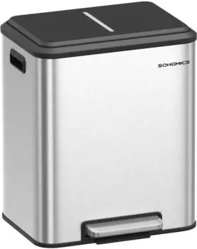 Songmics M&uuml;lltrennsystem 2 F&auml;cher 2x15L Stahl Softclose-Deckel (LTB544E01)