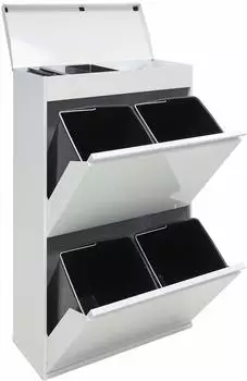Arregui Top Recycling-M&uuml;lleimer Stahl 4 F&auml;cher 68L Wei&szlig; (CR621-B)