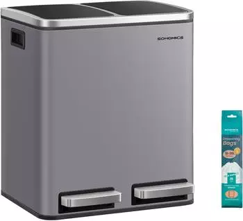 Songmics M&uuml;lltrennsystem 2 F&auml;cher Treteimer Softclose 2x15L (LTB030G01)