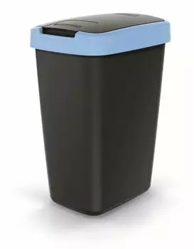 Prosperplast Compacta Q M&uuml;lleimer mit Deckel 12L Kunststoff Schwarz/Blau (NSAB12-2717C)