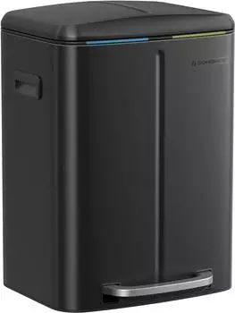 Songmics M&uuml;lleimer K&uuml;che 2 F&auml;cher Metall Softclose-Deckel 2x20L schwarz (LTB40B02)