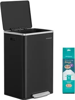 Songmics M&uuml;lleimer 50L Stahl Softclose Tintenschwarz (LTB595B02)