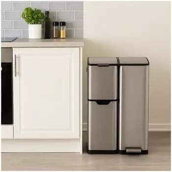 HTI-Living Jannik M&uuml;lltrennsystem 3 Beh&auml;lter 60L Silber (2223418)