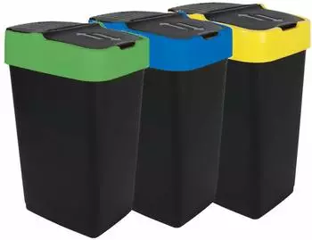 Spetebo M&uuml;lleimer mit Schwingdeckel 3er-Set 18/35/60L
