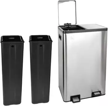 Svita TMH2X30 M&uuml;lleimer 60L 2 F&auml;cher Softclose-Deckel Edelstahl (90838)