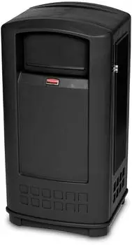 Rubbermaid Landmark Jr. Abfallbeh&auml;lter 132L mit Aschenbecher-Deckel, schwarz (FG9P9000BLA)