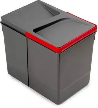 Emuca M&uuml;lleimer Einbau Recycling-Beh&auml;lter 15L, Grau, H 266mm (8937223)