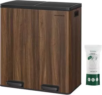 Songmics M&uuml;lleimer 2 F&auml;cher M&uuml;lltrennsystem 2x30L Metall Softclose (LTB060N02)