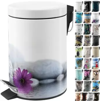 Sanilo Kosmetikeimer „Energy Stones" 3L mit Absenkautomatik, rund, grau (Energy Stones)