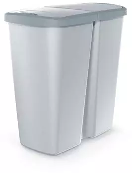 Prosperplast Keden Abfallbehälter 2 separate Deckel 45l weiß/grau (ZA5485)