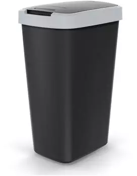 Spetebo M&uuml;lleimer eckig, Kunststoff, schwarz, 45L, Schwing-Klappdeckel (4291)